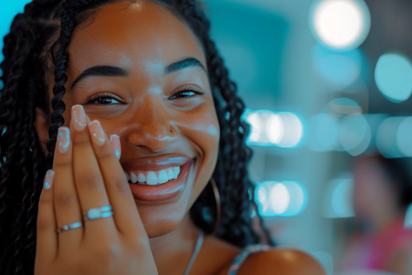 happy client at a nail salon